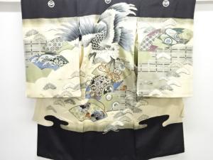 鷹に太鼓模様紋付男児着物(内袖・長襦袢付き)